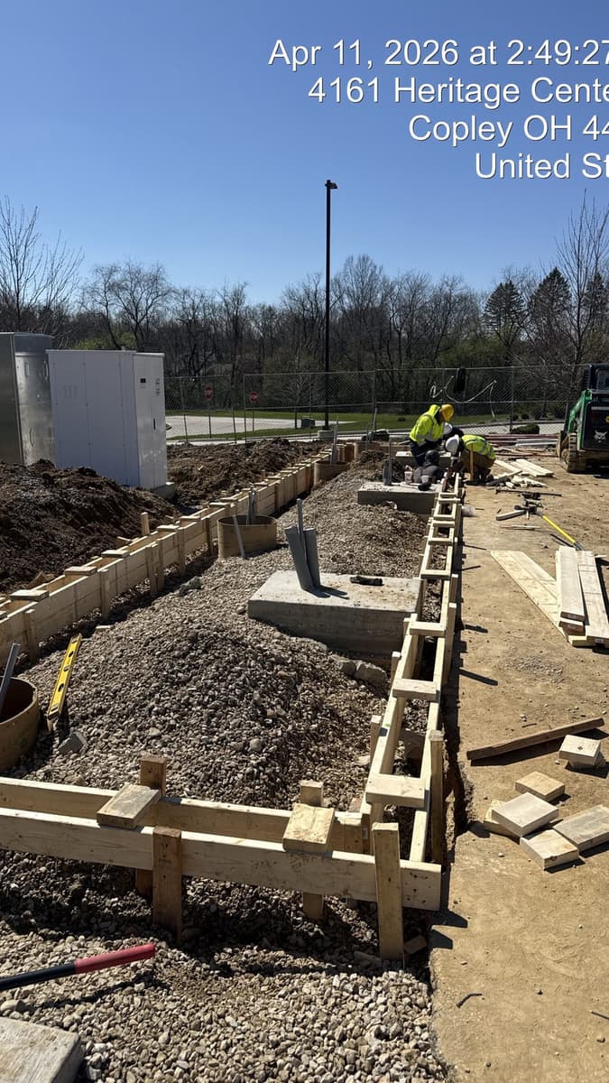 Concrete curb and foundation forming on a commercial site